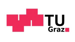 Das Logo der Technischen Universität Graz zeigt ein rotes Symbol mit den Buchstaben "TU Graz" in Schwarz.