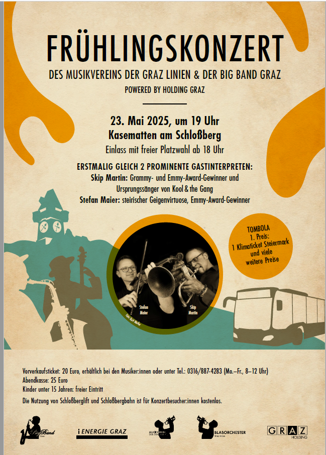 "Frühlingskonzert" Graz, 23. Mai 2025, Kasematten am Schloßberg. Skip Martin, Stefan Maier.
