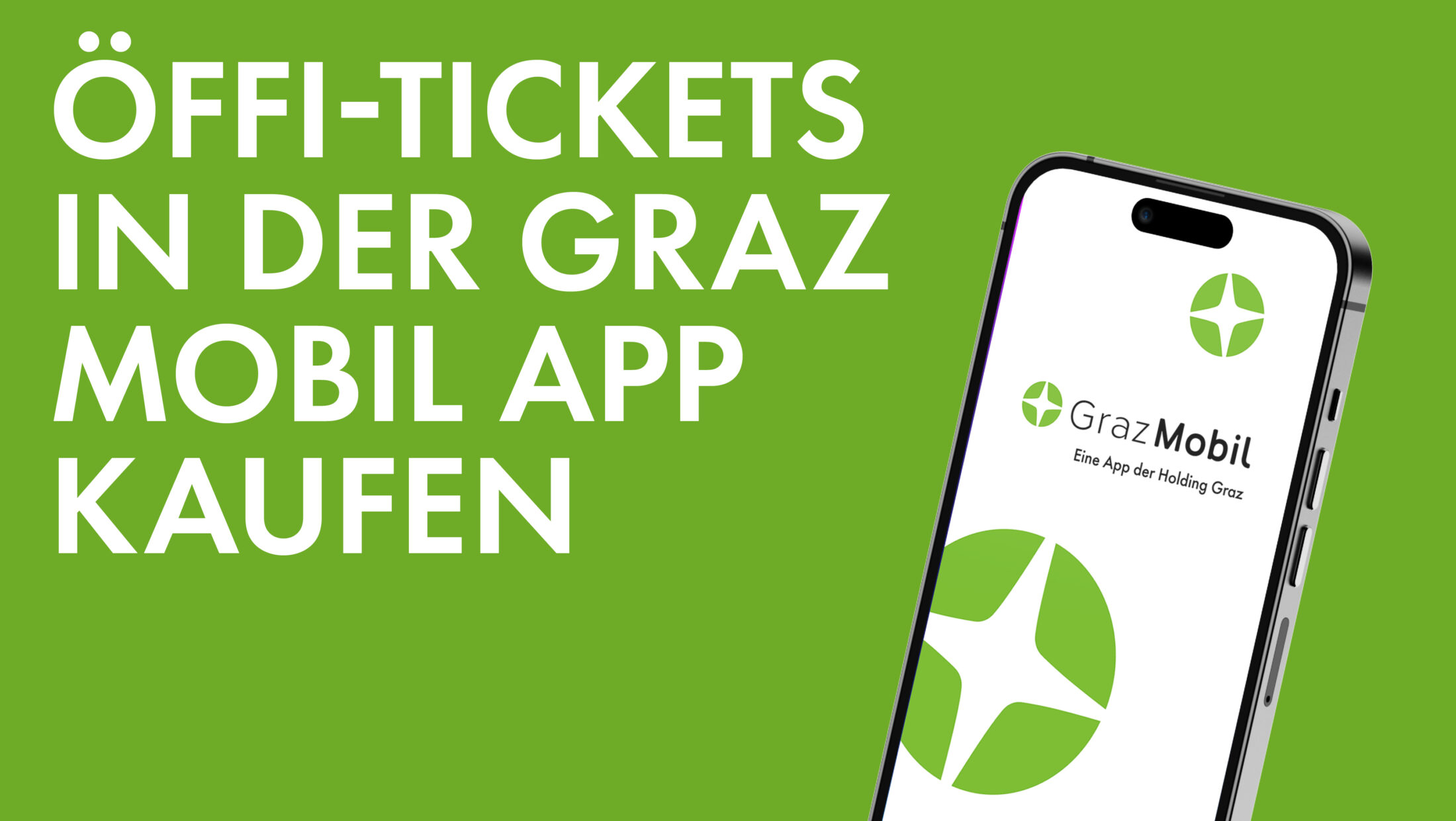 Öffi-Tickets in der Graz Mobil App kaufen. GrazMobil App der Holding Graz auf Smartphone.