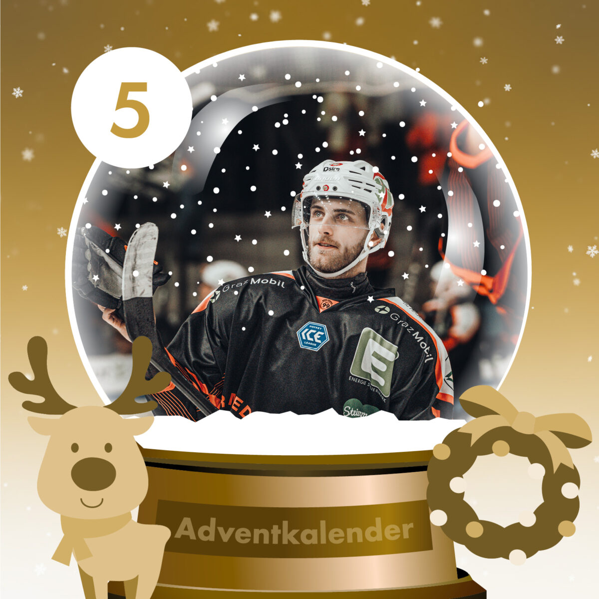 Eishockey-Spieler in Schneekugel, 